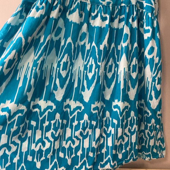 Handmade Plus Size Cotton Blue Pattern Elastic Straps Dress - Picture 11 of 16